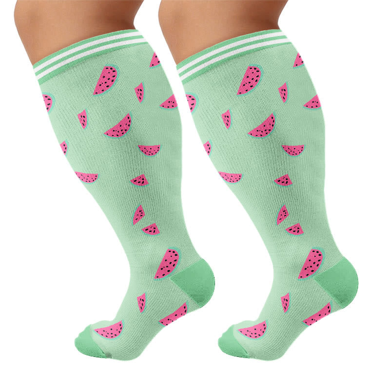 Plus Size Fruity Fun Compression Socks - Watermelon - 4XL - image 8