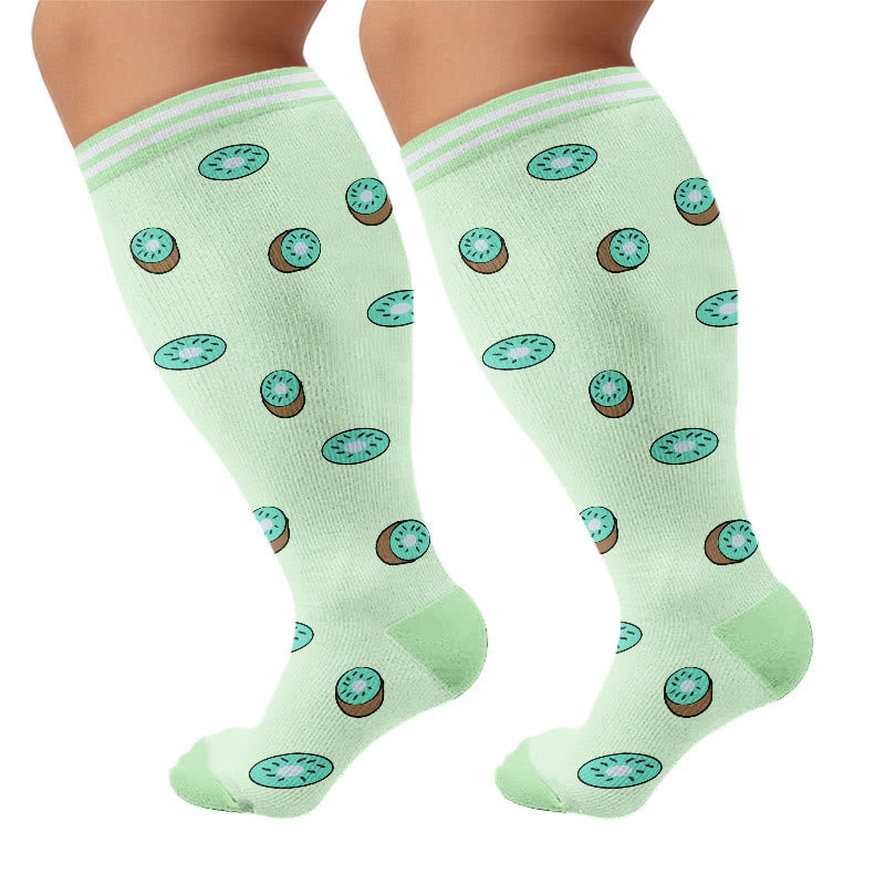 Plus Size Fruity Fun Compression Socks - Kiwi - 4XL - image 7