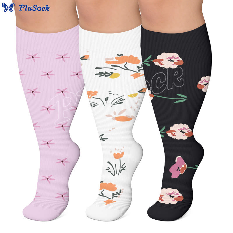 Plus Size Elegant Floral Compression Socks - image 0