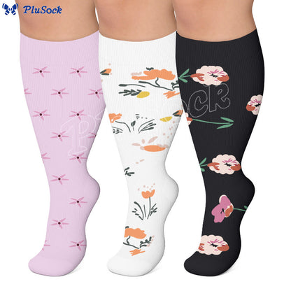 Plus Size Elegant Floral Compression Socks - image 0