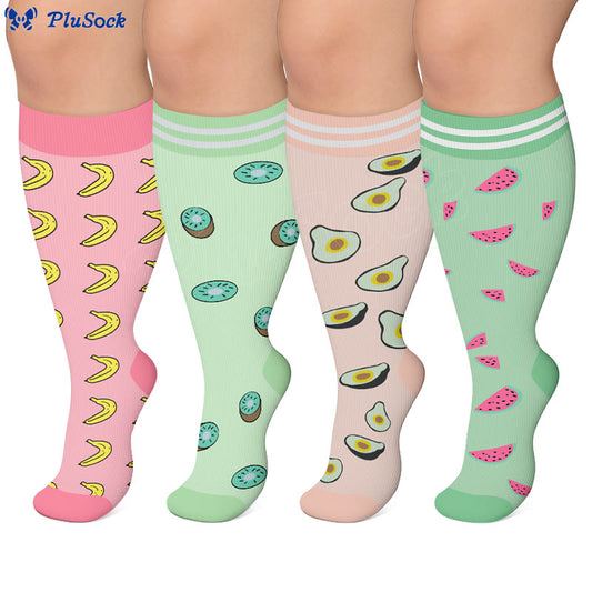 Plus Size Fruity Fun Compression Socks(4 Pairs) - image 0