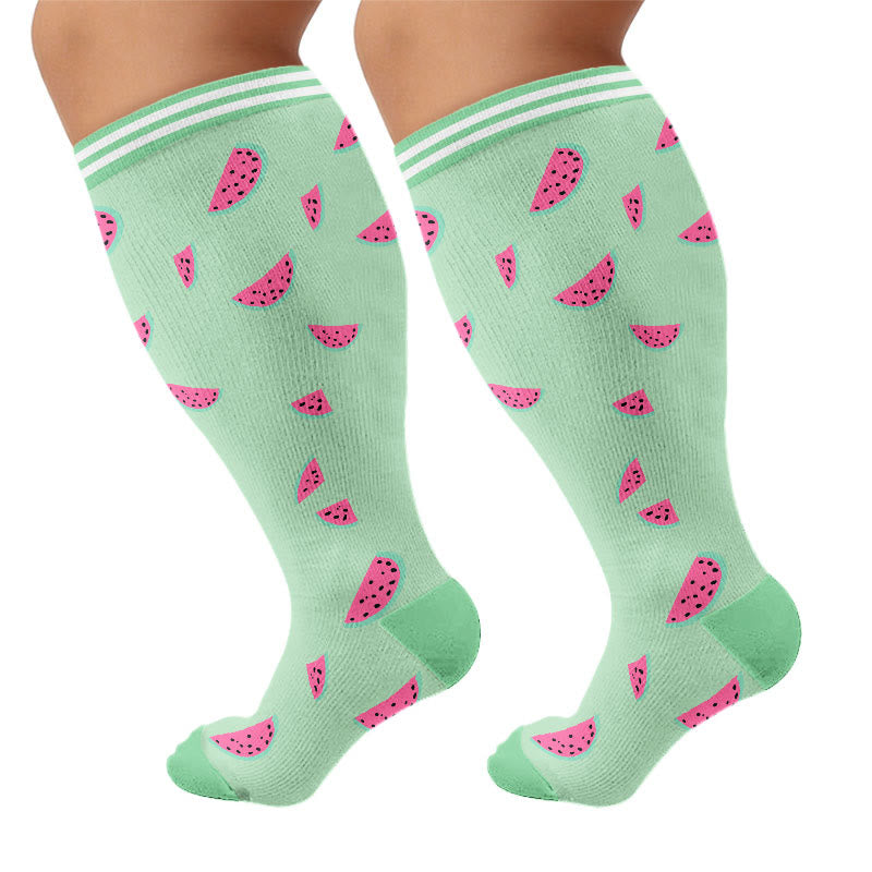 Plus Size Fruity Fun Compression Socks(4 Pairs) - Watermelon - 4XL - image 7