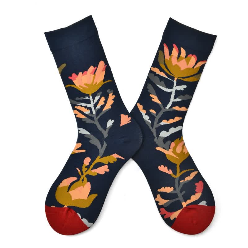 Vintage Floral Quarter Socks(3 Pairs) - Red - EU35-42(US2-8.5) - image 5
