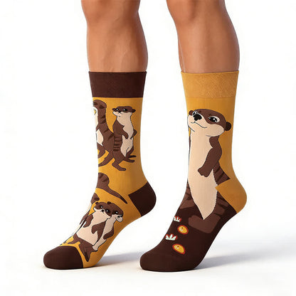 Mongoose Cartoon Quarter Socks - Brown - EU35-43(US2-9) - image 0