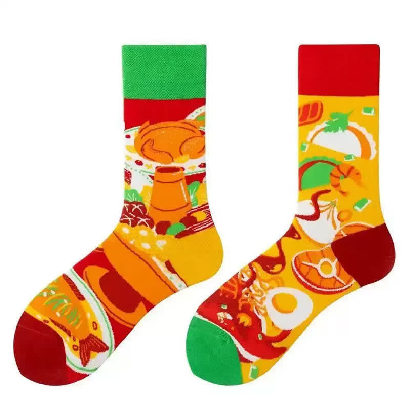 Colorful Food Print Quarter Socks - image 1