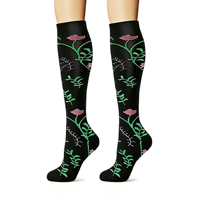 Floral Garden Embroidered Compression Socks(6 Pairs) - image 6