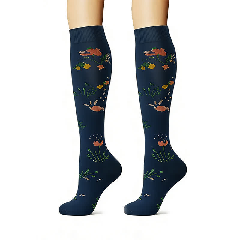 Floral Garden Embroidered Compression Socks(6 Pairs) - image 5