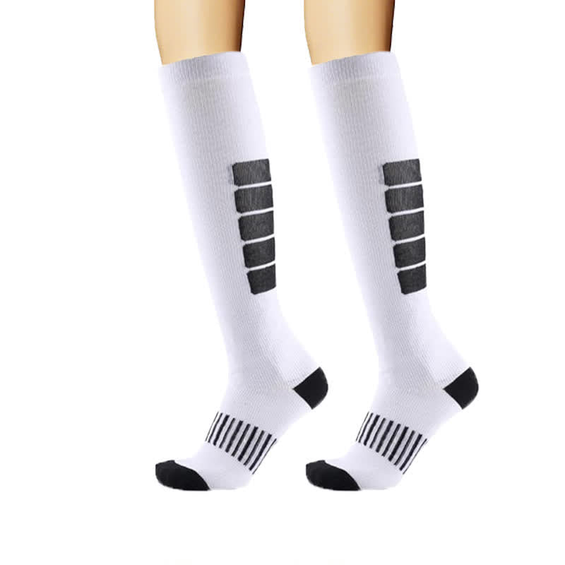 Bold Block Sport Compression Socks(6 Pairs) - White - L/XL - image 7