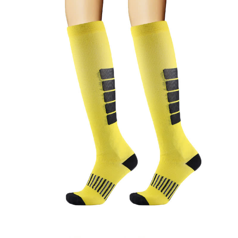 Bold Block Sport Compression Socks(6 Pairs) - Yellow - L/XL - image 9