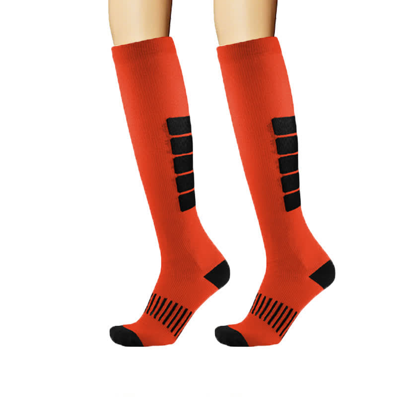 Bold Block Sport Compression Socks(6 Pairs) - Orange - L/XL - image 12