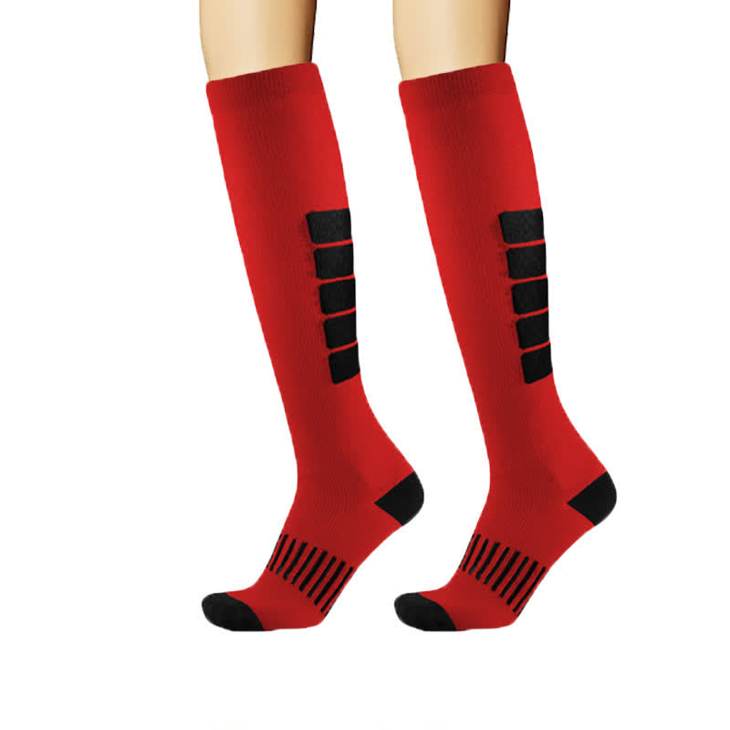 Bold Block Sport Compression Socks(6 Pairs) - Red - L/XL - image 11
