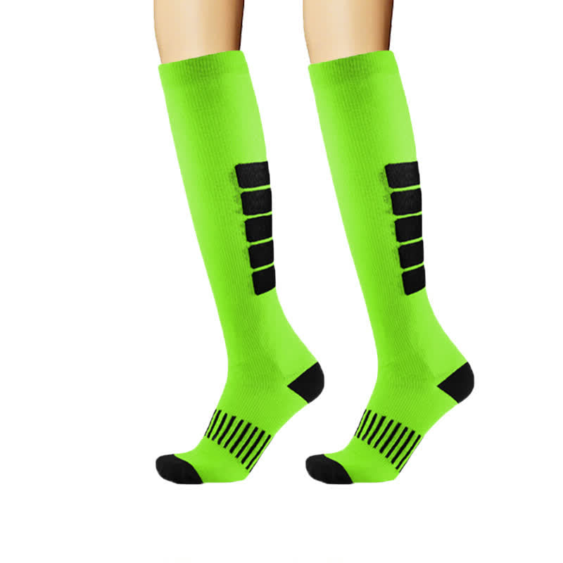 Bold Block Sport Compression Socks(6 Pairs) - Green - L/XL - image 10