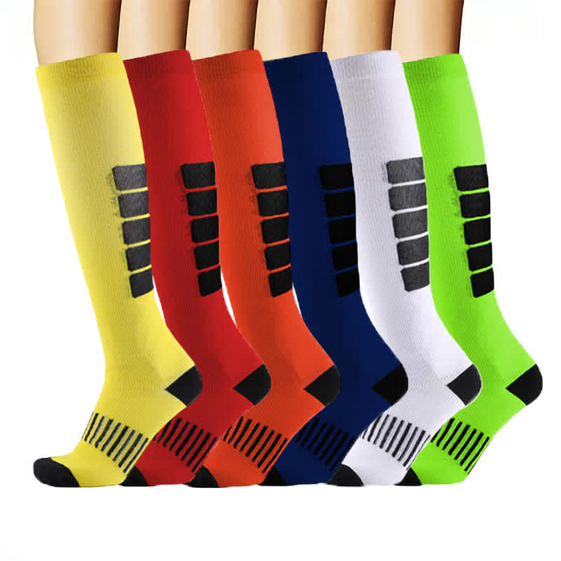 Bold Block Sport Compression Socks(6 Pairs) - Multicolor - L/XL - image 0
