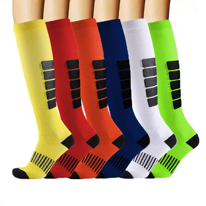 Bold Block Sport Compression Socks(6 Pairs) - Multicolor - L/XL - image 0