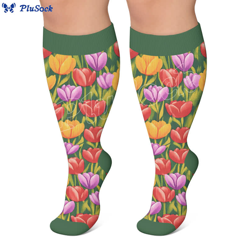 Plus Size Floral Fruit Compression Socks - image 3