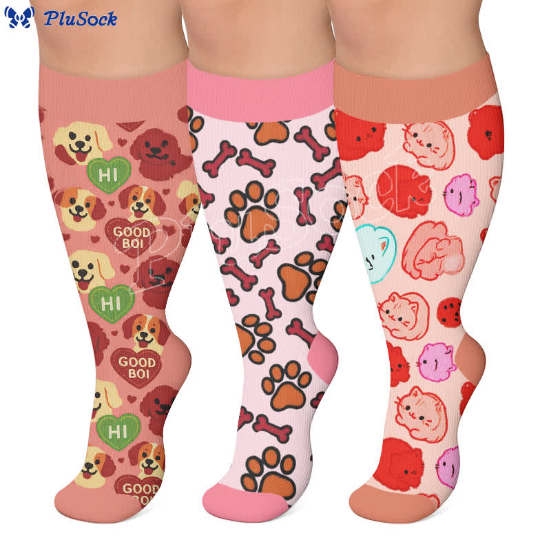 Plus Size Cats Dogs Compression Socks - image 0