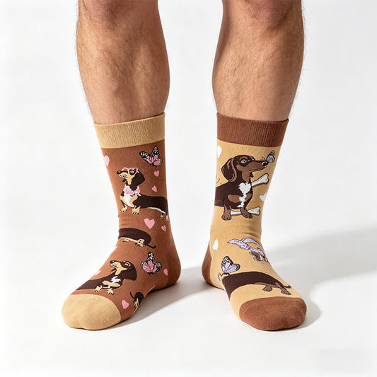 Playful Dachshund Quarter Socks - Brown - EU36-43(US3-9) - image 0