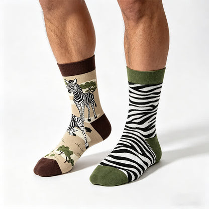 Playful Steppe Zebra Quarter Socks - Green - EU36-43(US3-9) - image 0