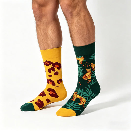 Cartoon Leopard Quarter Socks - Yellow - EU35-43(US2-9) - image 0