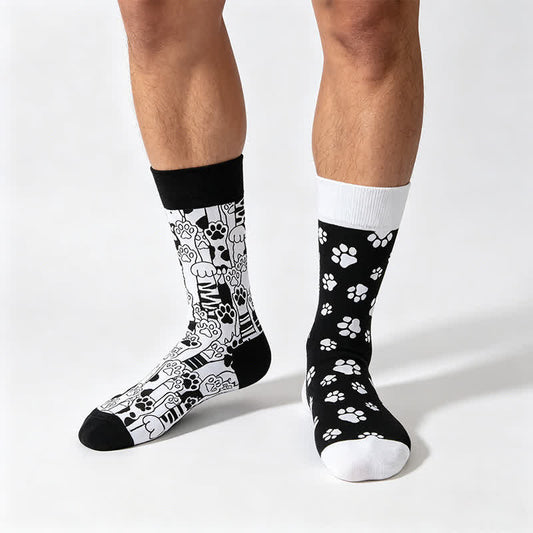Cat Paw Print Quarter Socks - Black - EU35-43(US2-9) - image 0