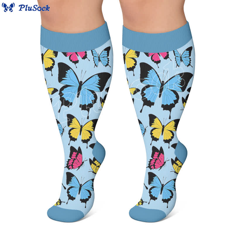 Plus Size Multicolor Butterfly Compression Socks - image 2