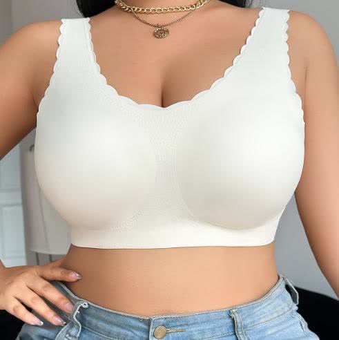 Seamless Wide Strap Wireless Bra - White - 4XL - image 1