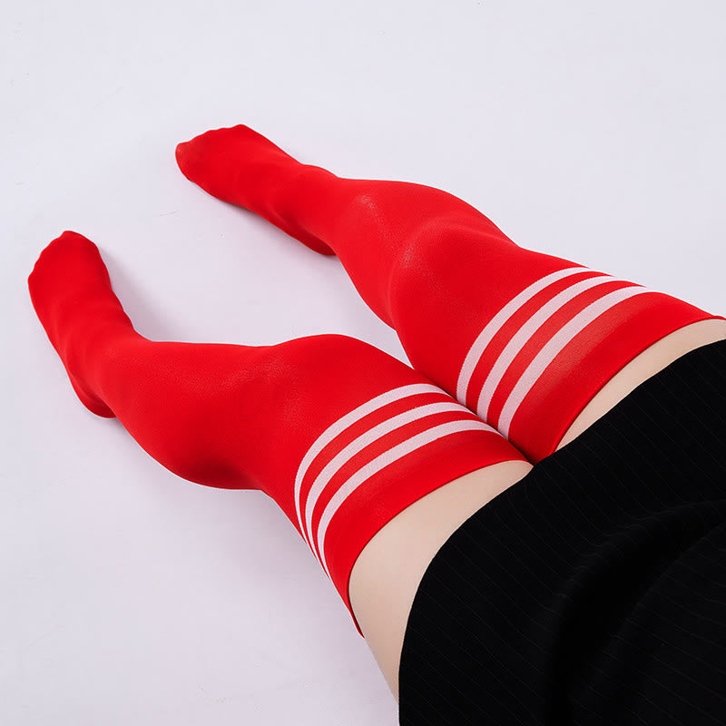 Three Bar Stripes Thigh High Socks(2 Pairs) - image 3