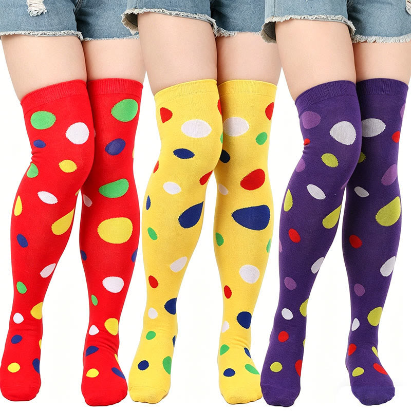 Polka Dot Thigh High Socks(3 Pairs) - image 1
