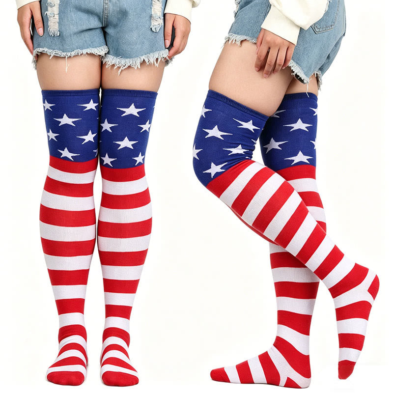 Star Stripe Thigh High Socks(3 Pairs) - image 0