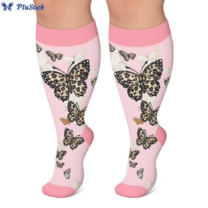 Plus Size Pastel Floral Butterfly Compression Socks - image 3