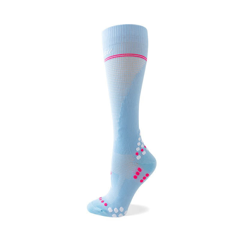 Waffle Mesh Knee High Compression Socks - Sky Blue - EU36-42(US3-8.5) - image 3