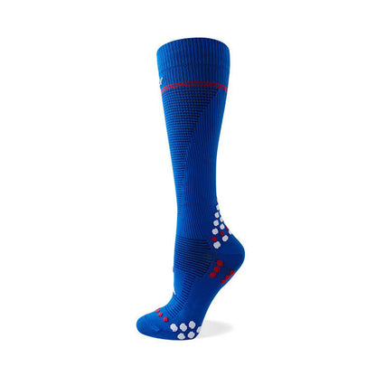 Waffle Mesh Knee High Compression Socks - Blue - S/M - image 5