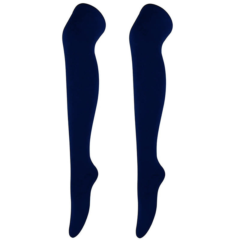 Casual Soft Thigh High Socks(6 Pairs) - Navy Blue - One Size - image 7