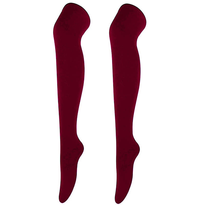 Casual Soft Thigh High Socks(6 Pairs) - Wine - One Size - image 8