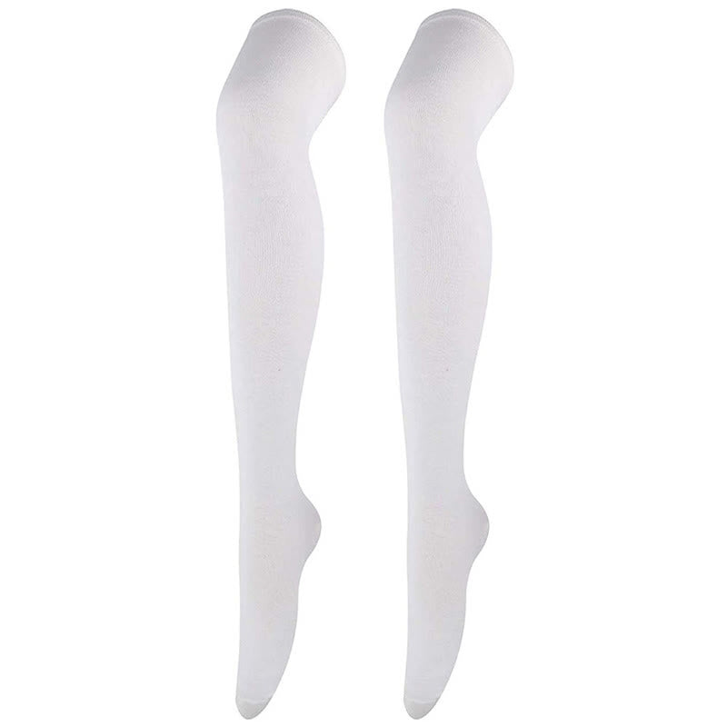 Casual Soft Thigh High Socks(6 Pairs) - White - One Size - image 6