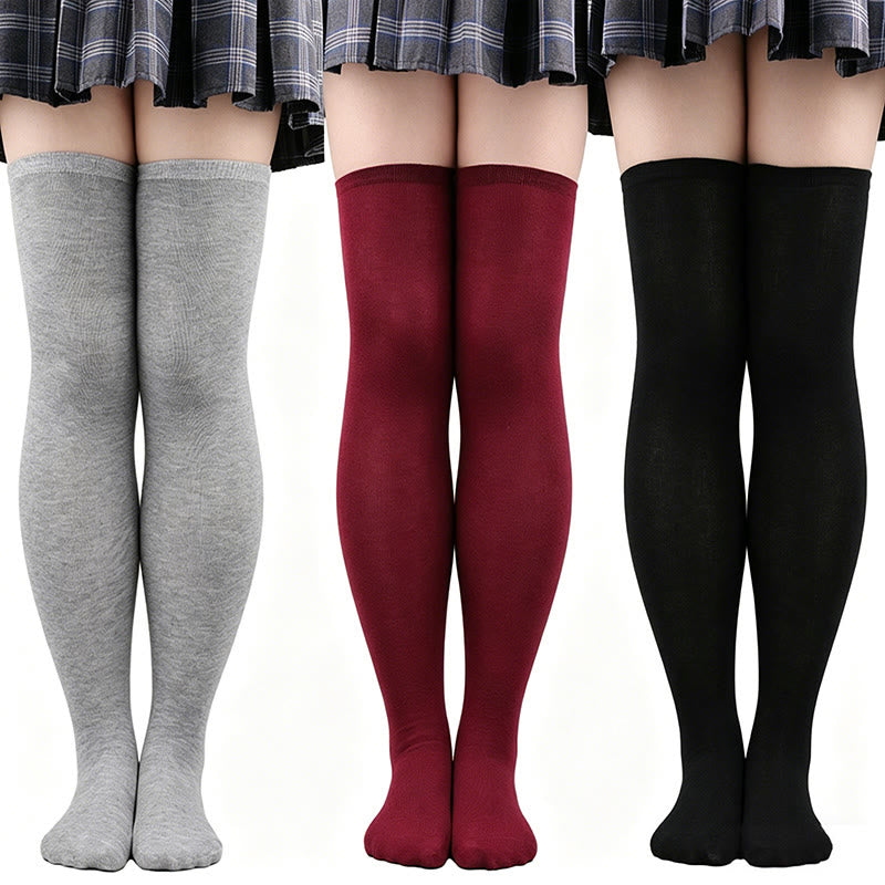 Casual Soft Thigh High Socks(6 Pairs) - image 0