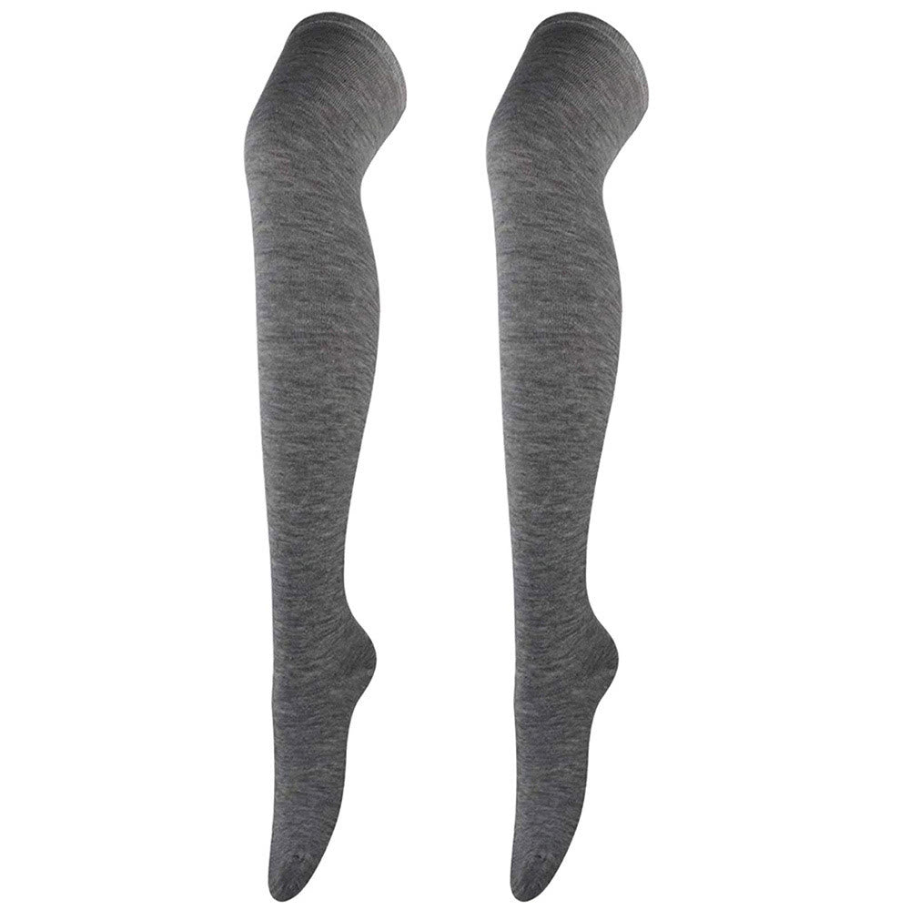 Casual Soft Thigh High Socks(6 Pairs) - Dark Grey - One Size - image 9