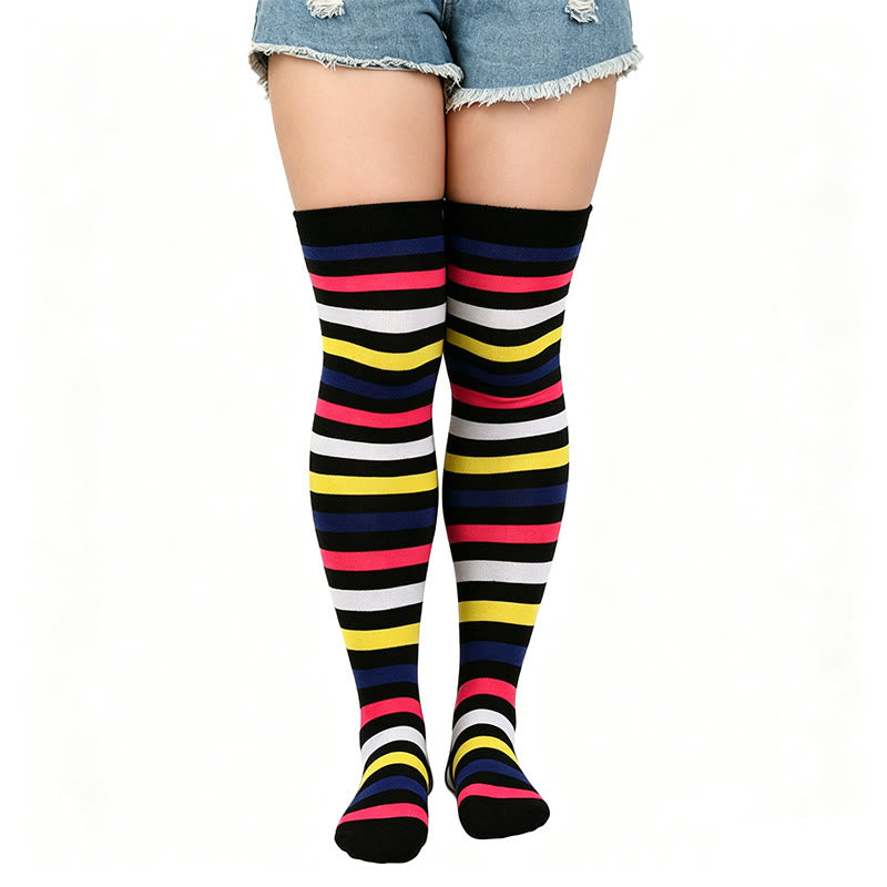 Rainbow Stripe Thigh High Socks - G - One Size - image 9
