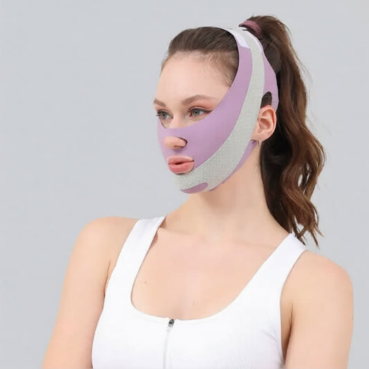 Dual-Sided V Elastic Firming Face Wrap - Purple - image 0