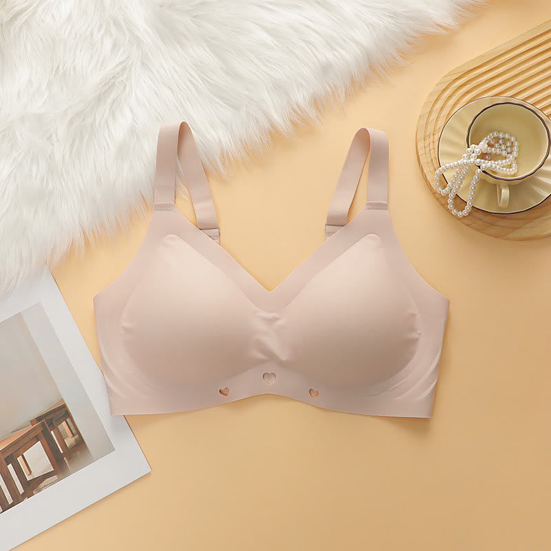 Soft Seamless V Neck Wireless Bra - Pink - 4XL - image 6
