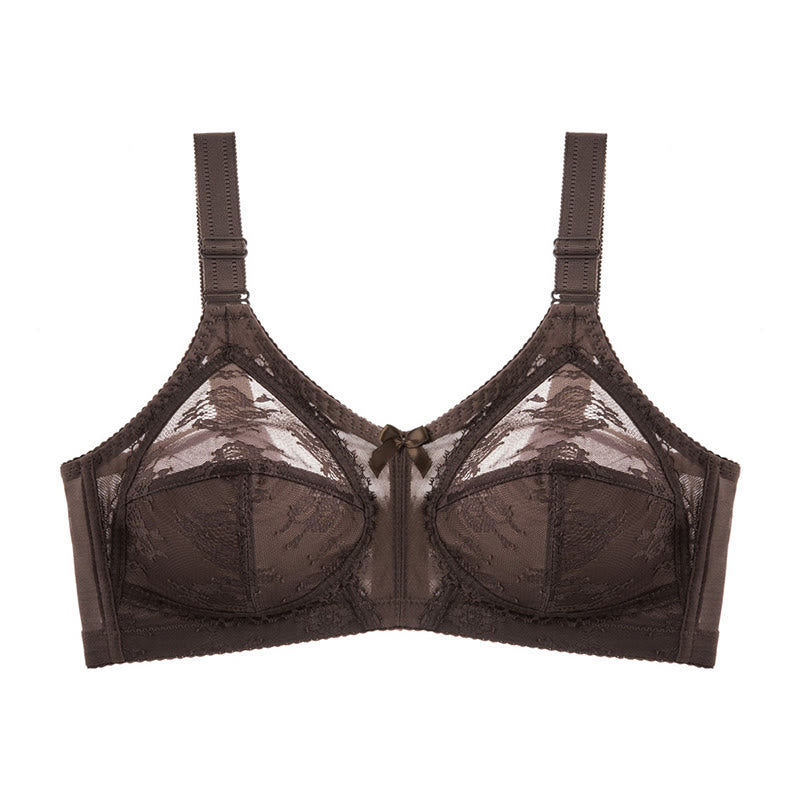 Lace Bow Full Coverage Bras - Coffee - 50 - D - image 8