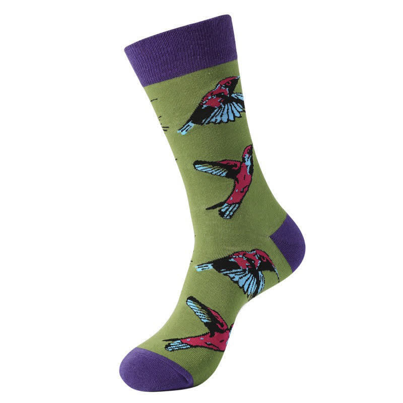 Tropical Bird Quarter Socks(3 Pairs) - Purple - EU38-45(US5-11) - image 2