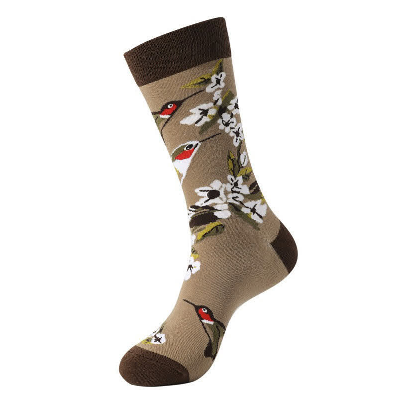 Tropical Bird Quarter Socks(3 Pairs) - Coffee - EU38-45(US5-11) - image 3