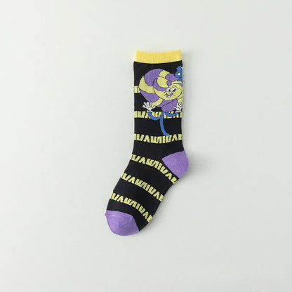 Funny Cartoon Grid quarter Socks (4 Pairs) - Purple - EU36-40(US3-7) - image 4