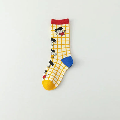 Funny Cartoon Grid quarter Socks (4 Pairs) - Orange - EU36-40(US3-7) - image 3