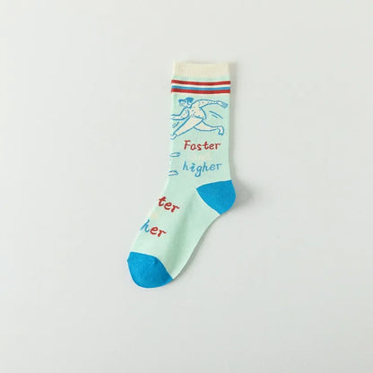Cute Cartoon Characters Quarter Socks(4 Pairs) - Blue - EU36-40(US3-7) - image 8