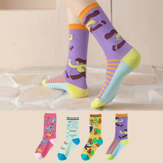 Cute Cartoon Characters Quarter Socks(4 Pairs) - Multicolor - EU36-40(US3-7) - image 0