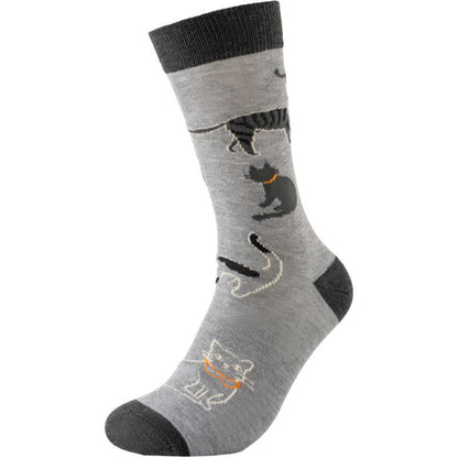 Cute Cat Quarter Socks(4 Pairs) - Grey - EU38-45(US5-11) - image 3