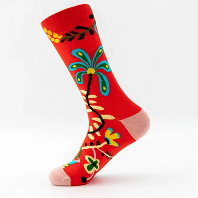 Funny Colorful Floral Pattern Quarter Socks(5 Pairs) - image 6