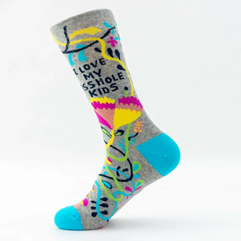 Funny Colorful Floral Pattern Quarter Socks(5 Pairs) - image 4